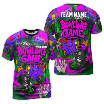 Custom Bowling Jersey Polo Shirt, Street Graffiti Go Kart Ball, Custom Bowling Jersey Team Shirt For Players With Name and Team Name