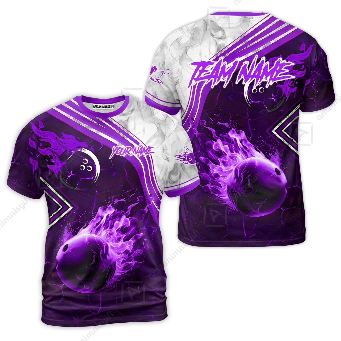 Customized Bowling Unisex Polo Shirt, Fire & Smoke Bowling Ball, Bowling Uniform - Personalized Name And Team Name