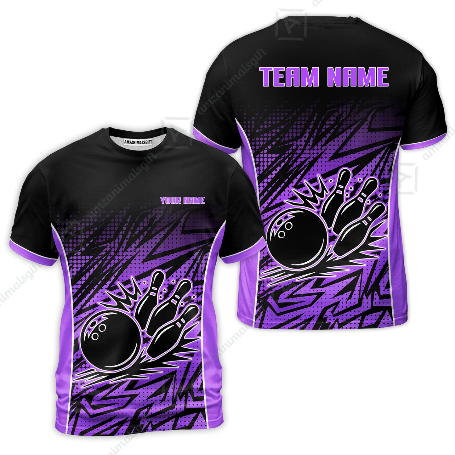 Customized Bowling Unisex Polo Shirt, Abstract Sameless Pattern Color Bowling Uniforms, Personalized Name And Team Name