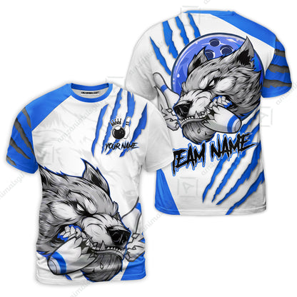 Customized Bowling Jerseys, Fierce Wolf Artwork Scratch, Uniform Bowling - Personalized Name And Team Name
