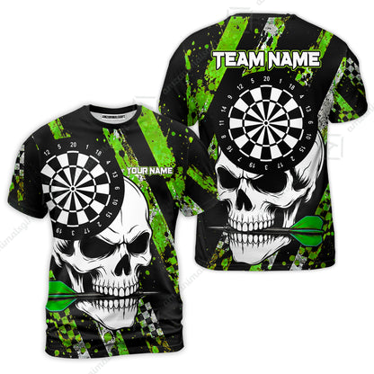 Custom Darts Jersey Polo Shirt, Skull Bites Dart, Custom Dart Jersey Team Shirt For Players With Name & Team Name