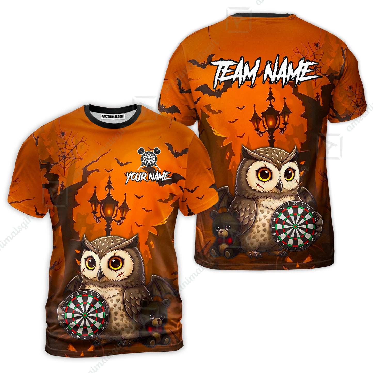 Custom Dart Jersey Team Shirt For Players, Owl In Halloween, Personalize Name and Team Name