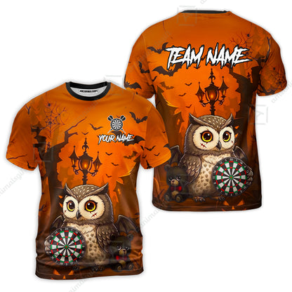 Custom Dart Jersey Team Shirt For Players, Owl In Halloween, Personalize Name and Team Name