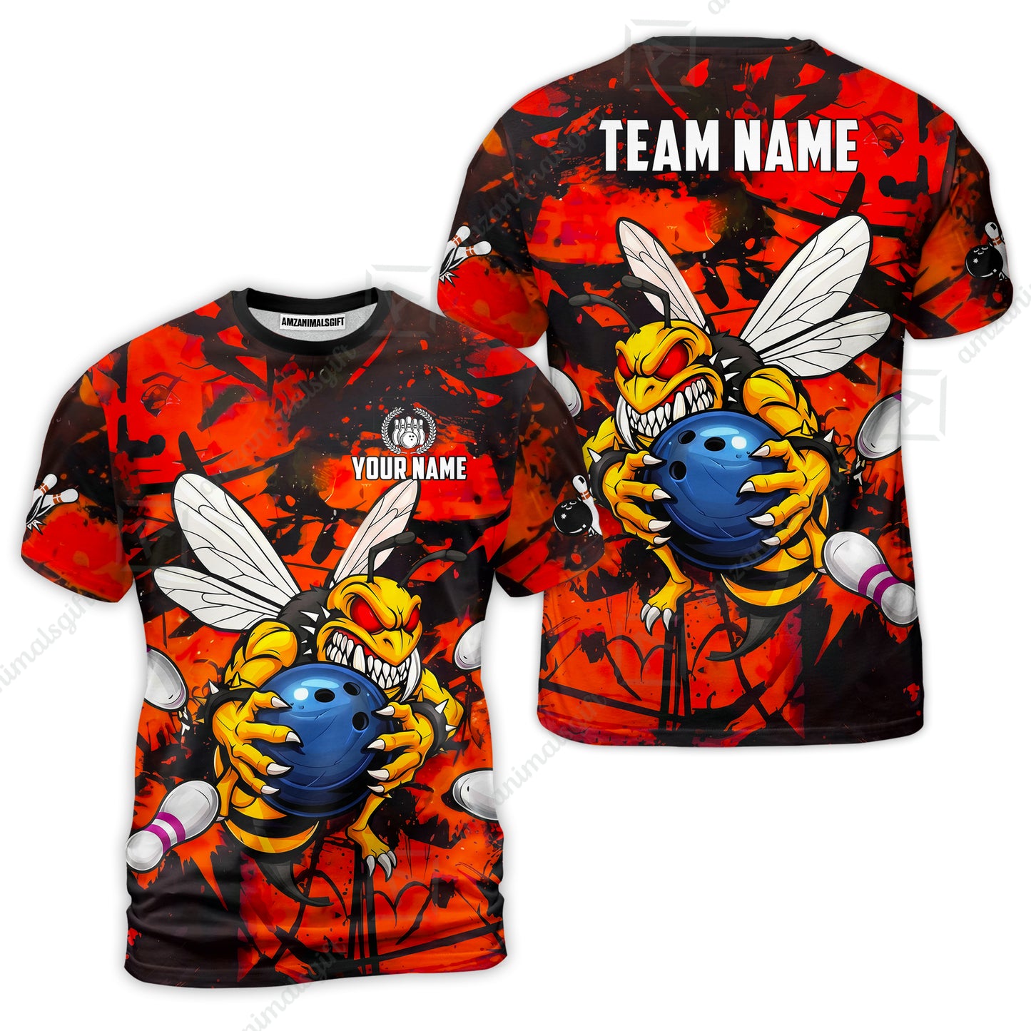Custom Bowling Jersey Polo Shirt, The Wild Wasp Strike, Custom Bowling Jersey Team Shirt For Players With Name & Team Name