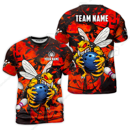 Custom Bowling Jersey Polo Shirt, The Wild Wasp Strike, Custom Bowling Jersey Team Shirt For Players With Name & Team Name