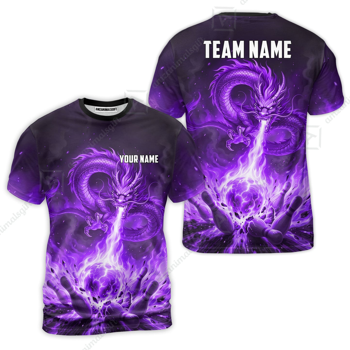 Custom Bowling Jersey Polo Shirt, Asian Dragon's Fire Strike, Custom Bowling Jersey Team Shirt For Players With Name & Team Name