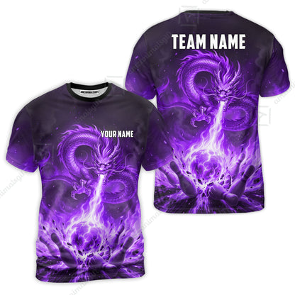 Custom Bowling Jersey Polo Shirt, Asian Dragon's Fire Strike, Custom Bowling Jersey Team Shirt For Players With Name & Team Name