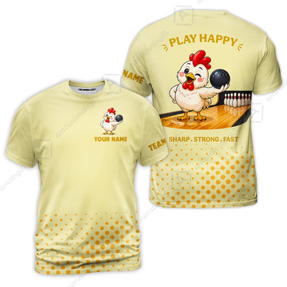 Custom Bowling Jersey Polo Shirt, Happy Rooster, Custom Bowling Jersey Team Shirt For Players With Name and Team Name
