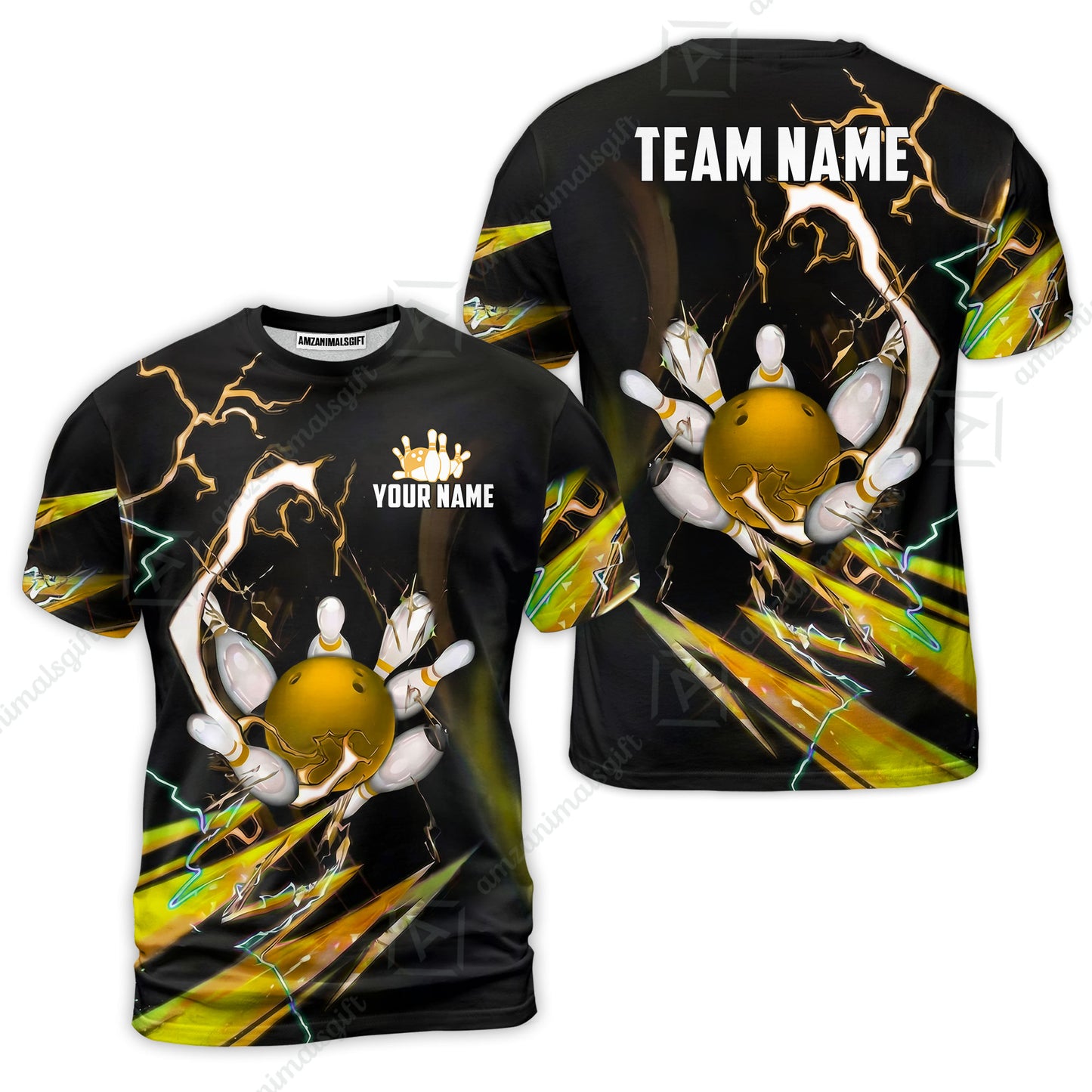 Custom Bowling Jersey Polo Shirt, Electric Strike & Neon Plasma, Custom Bowling Jersey Team Shirt For Players With Name & Team Name