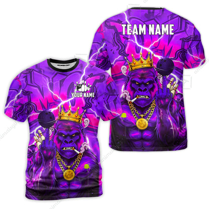 Custom Bowling Jersey Polo Shirt, Rebellious Gorilla King & Street Graffiti, Custom Bowling Jersey Team Shirt For Players With Name & Team Name