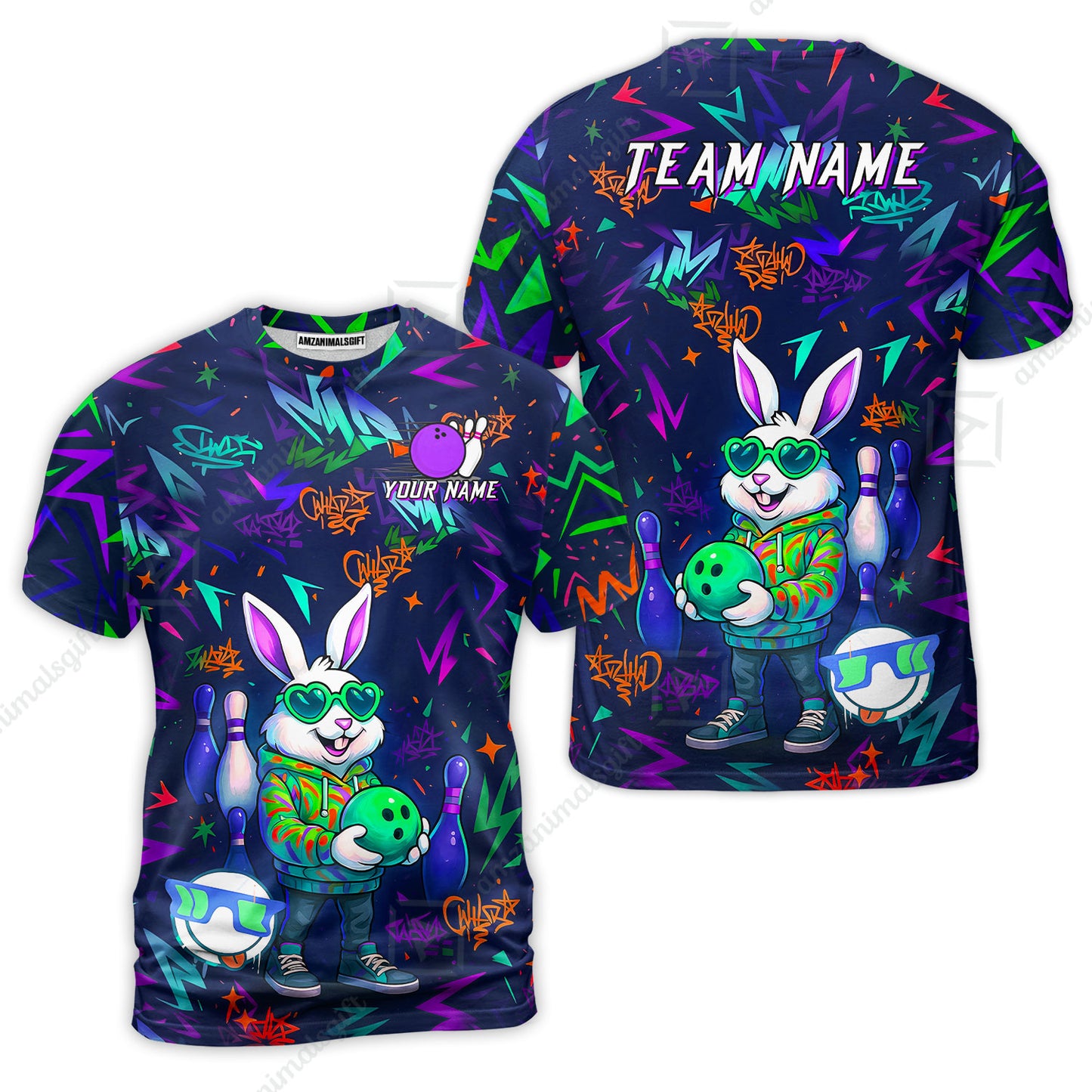 Custom Hip Hop Rabbit Bowling Jersey Polo Shirt, Custom Hip Hop Rabbit Bowling Jersey Team Shirt For Players With Name & Team Name