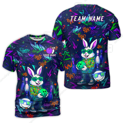 Custom Hip Hop Rabbit Bowling Jersey Polo Shirt, Custom Hip Hop Rabbit Bowling Jersey Team Shirt For Players With Name & Team Name
