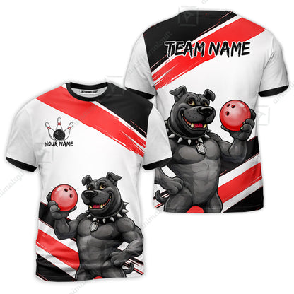 Custom Bowling Jersey Polo Shirt, Badass Dog Bowling Custom Bowling Jersey Team Shirt For Players With Name & Team Name