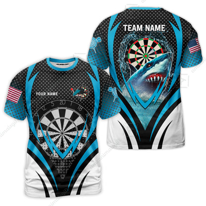 Custom Blue Dartboard Darts Team Jersey Polo Quarter-Zip Shirts, Customized Name Team Name Darts Team Jerseys Uniform