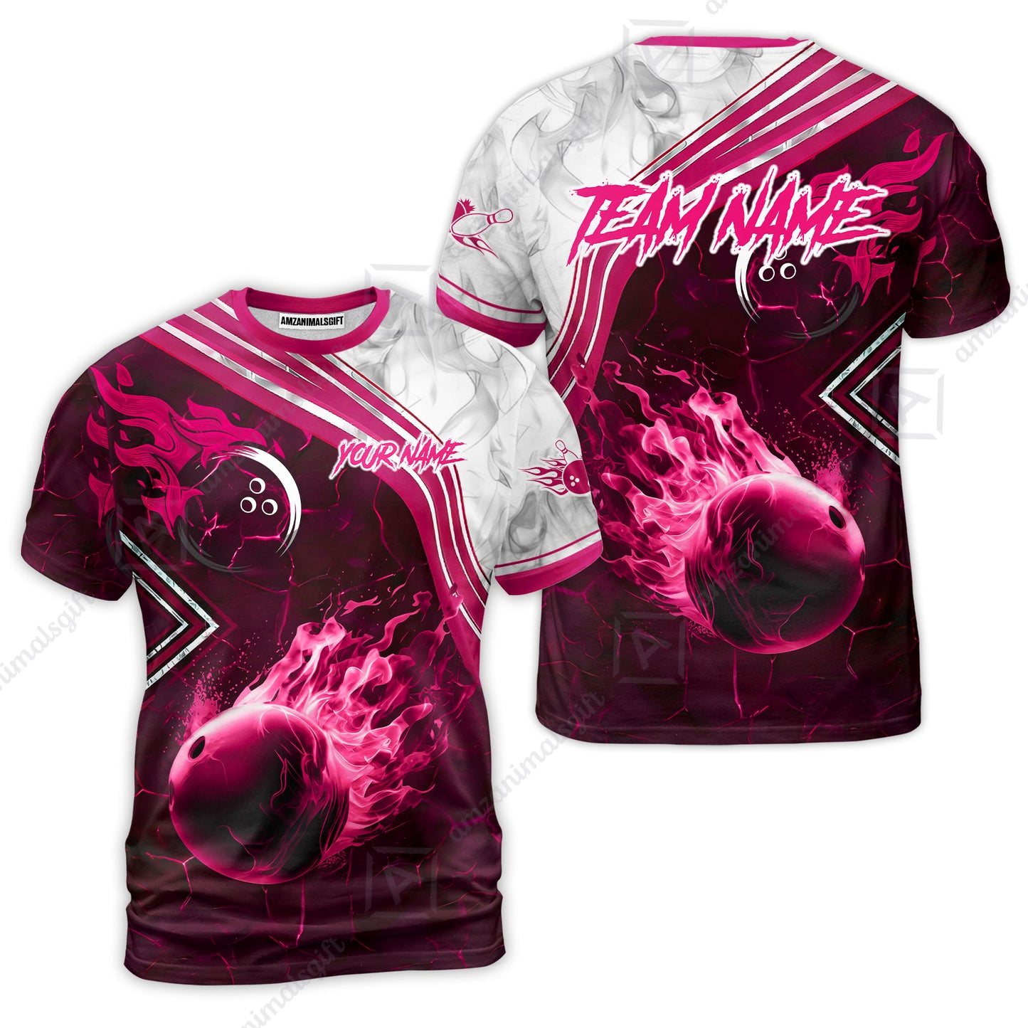 Customized Bowling Unisex Polo Shirt, Fire & Smoke Bowling Ball, Bowling Uniform - Personalized Name And Team Name