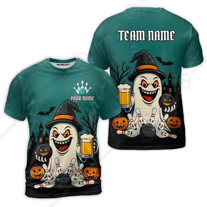 Custom Bowling Jersey Polo Shirt, Bowling Halloween Witch, Custom Bowling Jersey Team Shirt For Players With Name & Team Name