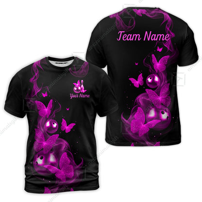 Custom Bowling Jersey Polo Shirt, Butterfly Bowling Smoke, Custom Bowling Jersey Team Shirt For Players With Name & Team Name