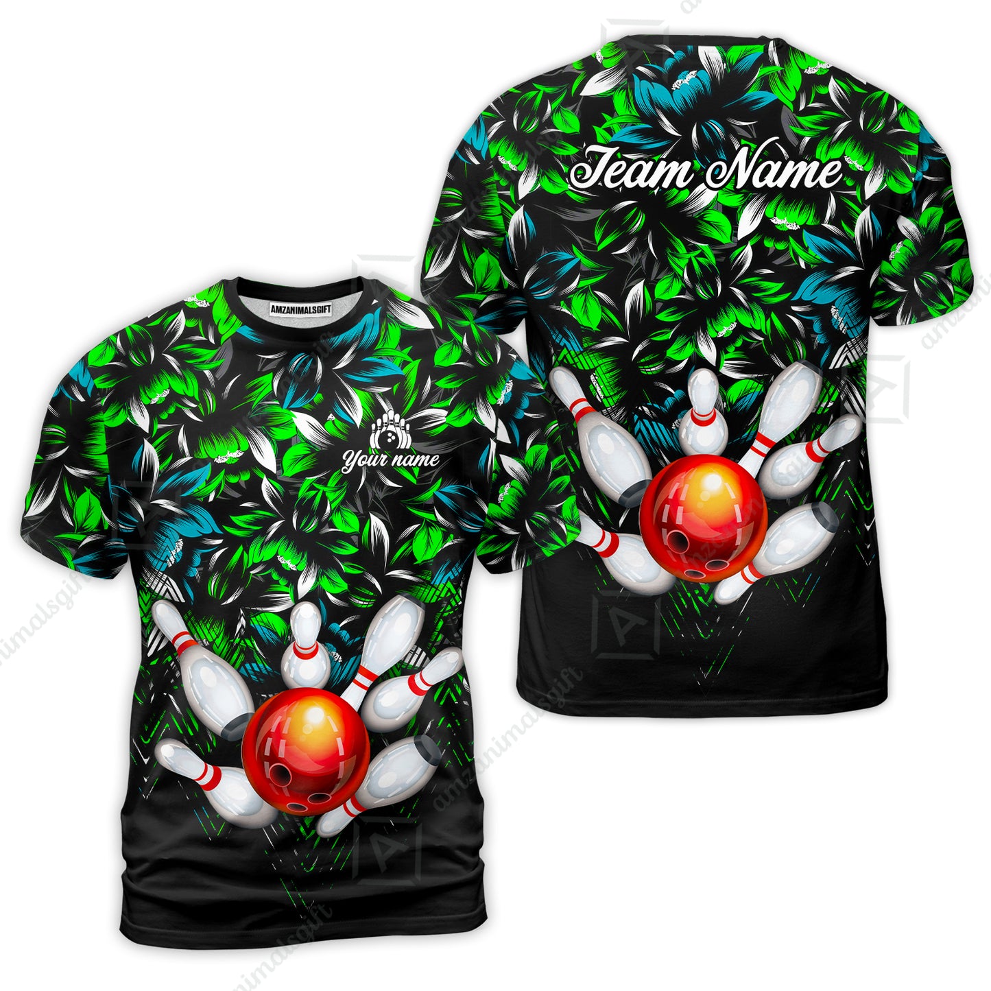 Custom Bowling Jersey Polo Shirt, Tropical Floral Bowling, Custom Bowling Jersey Team Shirt For Players With Name & Team Name
