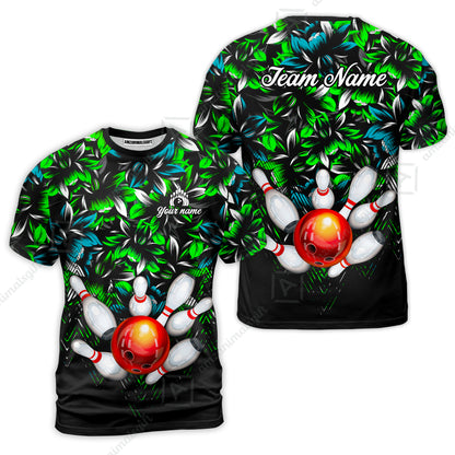 Custom Bowling Jersey Polo Shirt, Tropical Floral Bowling, Custom Bowling Jersey Team Shirt For Players With Name & Team Name