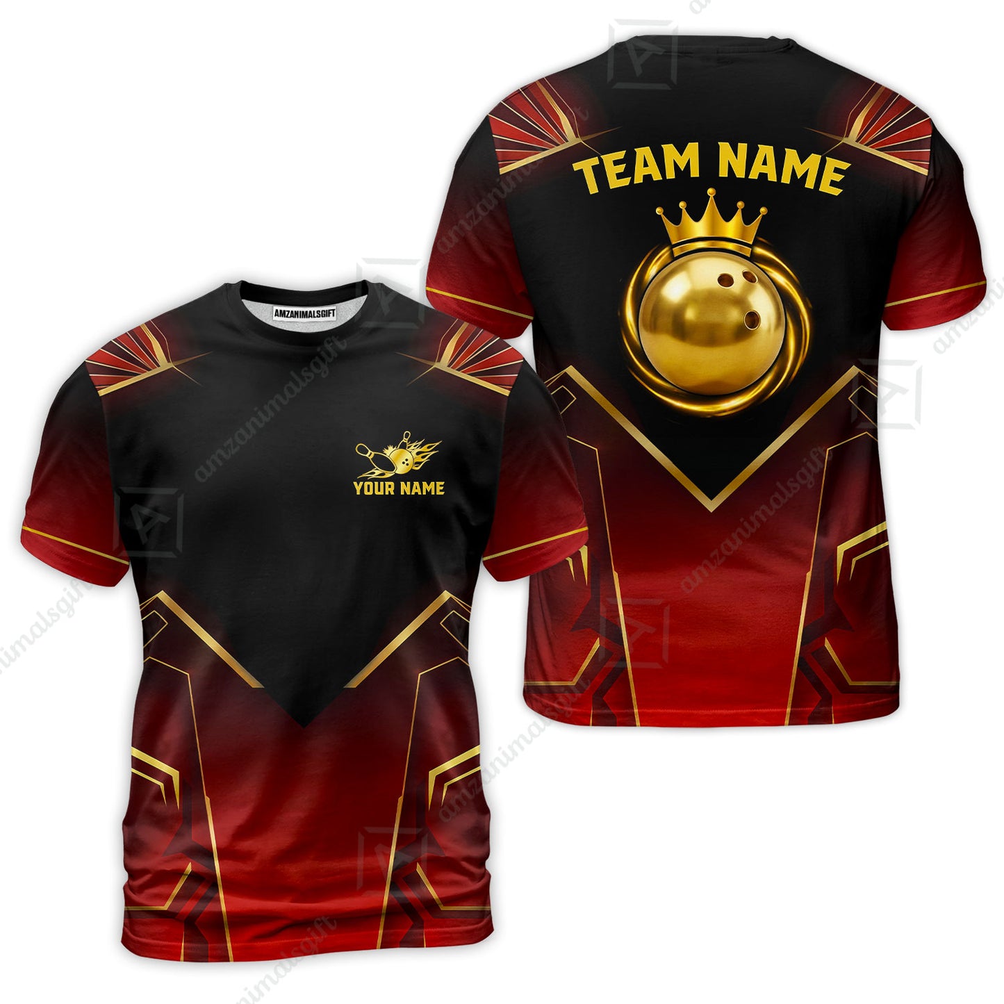 Custom Bowling Jersey Polo Shirt, Luxury Regal Golden Crown, Custom Bowling Jersey Team Shirt For Players With Name and Team Name