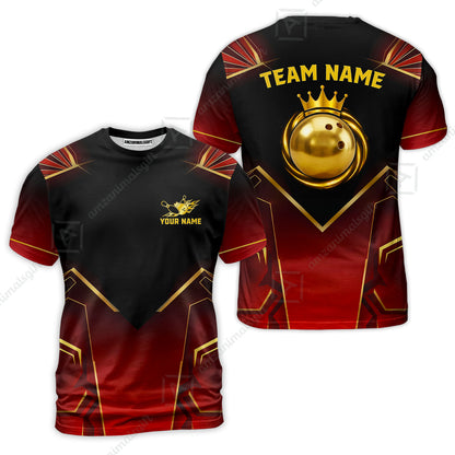 Custom Bowling Jersey Polo Shirt, Luxury Regal Golden Crown, Custom Bowling Jersey Team Shirt For Players With Name and Team Name
