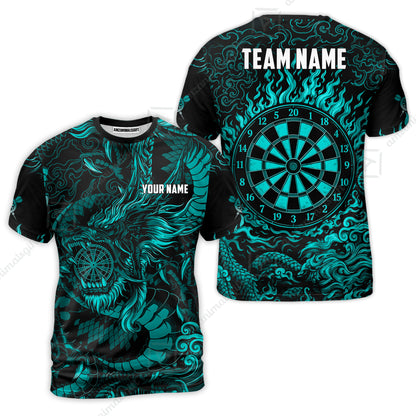 Custom Darts Jersey Polo Shirt, Dragon's Bullseye Darts, Custom Dart Jersey Team Shirt For Players With Name & Team Name
