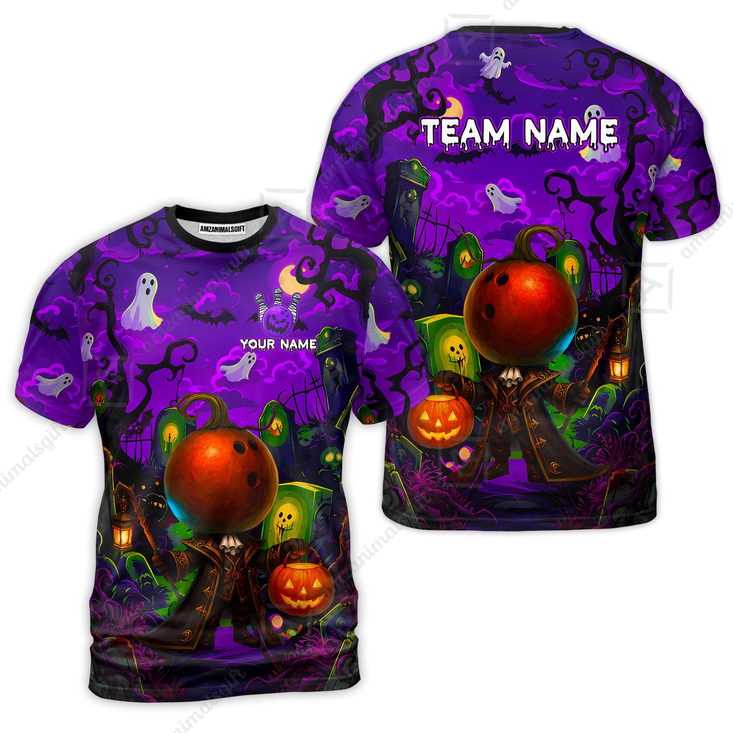 Custom Bowling Jersey Polo Shirt, Halloween Spooky Strike, Custom Bowling Jersey Team Shirt For Players With Name & Team Name