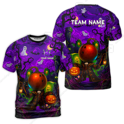 Custom Bowling Jersey Polo Shirt, Halloween Spooky Strike, Custom Bowling Jersey Team Shirt For Players With Name & Team Name