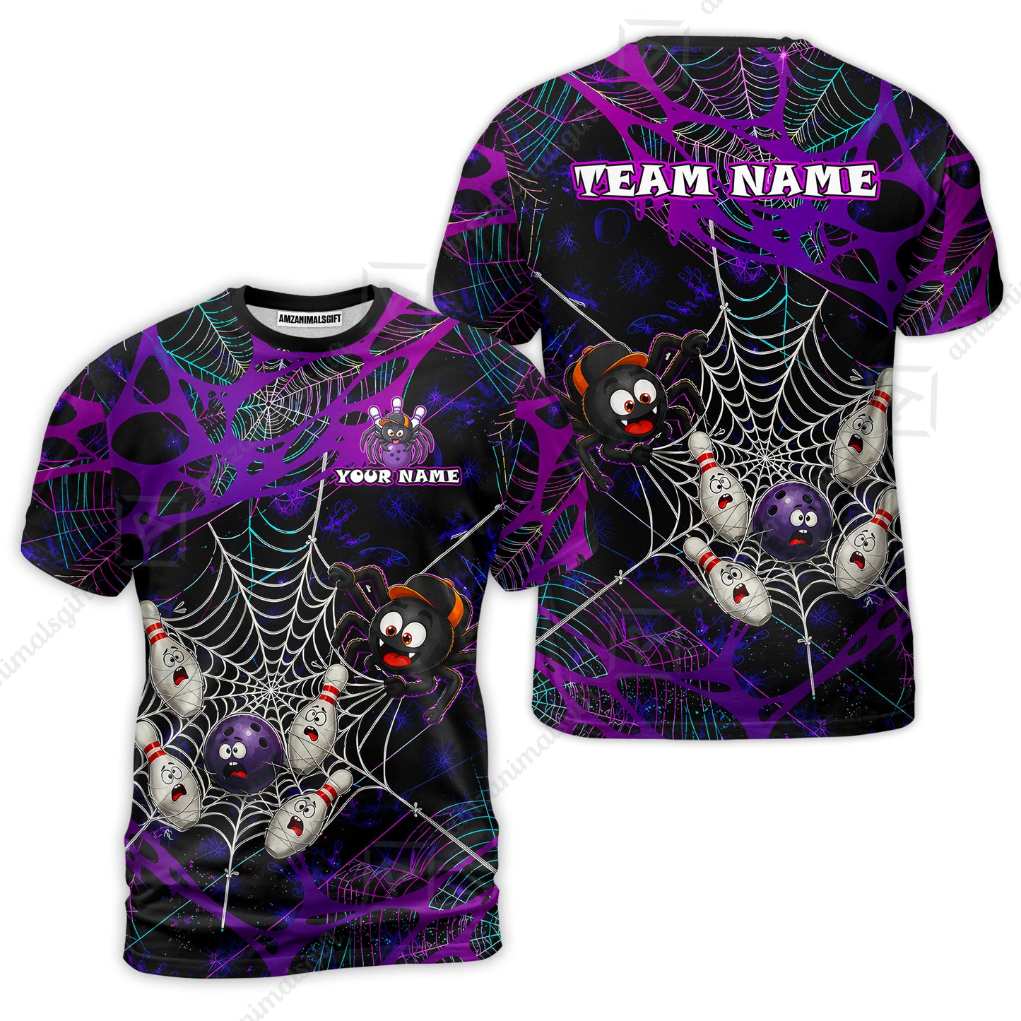 Custom Bowling Jersey Polo Shirt, Spider Bowling, Personalize Name and Team Name