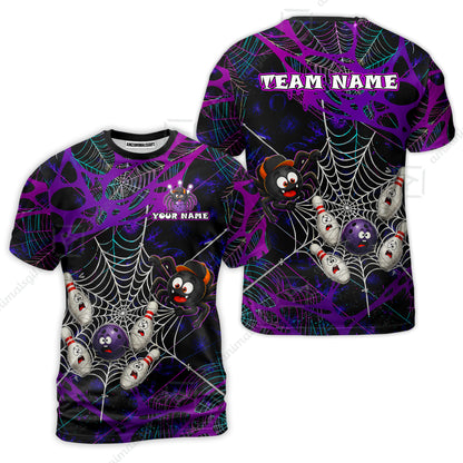 Custom Bowling Jersey Polo Shirt, Spider Bowling, Personalize Name and Team Name