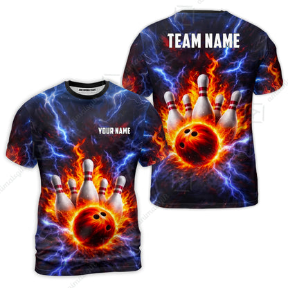 Custom Bowling Jersey Polo Shirt, Electric Lightning Storm Bowling, Custom Bowling Jersey Team Shirt For Players With Name and Team Name