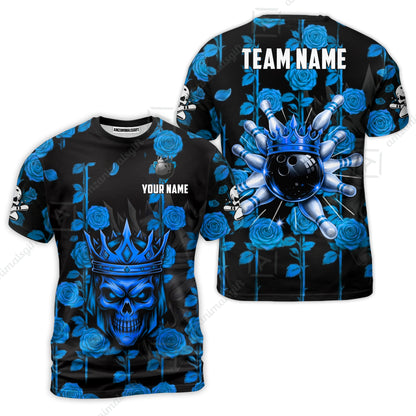 Custom Bowling Jersey Polo Shirt, Royal Skull Bowling, Custom Bowling Jersey Team Shirt For Players With Name & Team Name