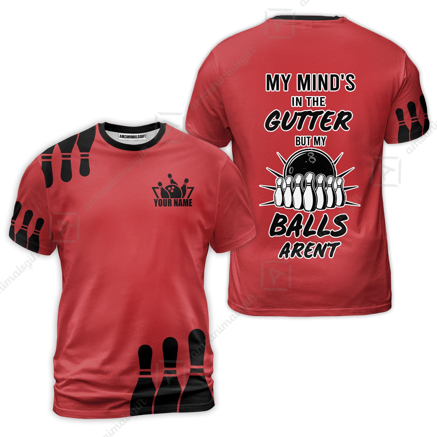 Customized Bowling Shirt, My Mind In The Gutter But My Bowling Balls Aren't, Personalized Polo Shirt For Players With Name & Team Name