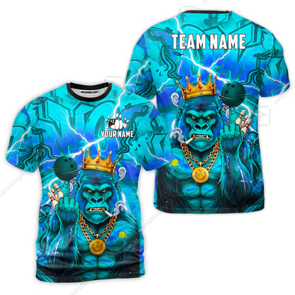 Custom Bowling Jersey Polo Shirt, Rebellious Gorilla King & Street Graffiti, Custom Bowling Jersey Team Shirt For Players With Name & Team Name