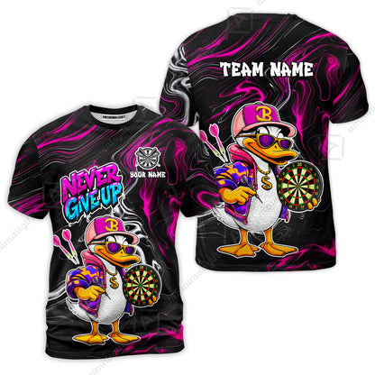 Customized Darts Team Jersey, Duck Never Give Up, Personalized Darts Name And Team Name
