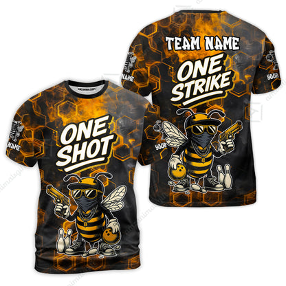 Customized Bowling Unisex Polo Shirt, One Shot HipHop Bee Bowling, Bowling Uniform - Personalized Name And Team Name
