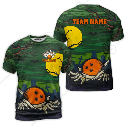 Customized Bowling Shirt, Bowling Halloween Mummy, Personalized Polo Shirt For Players With Name & Team Name