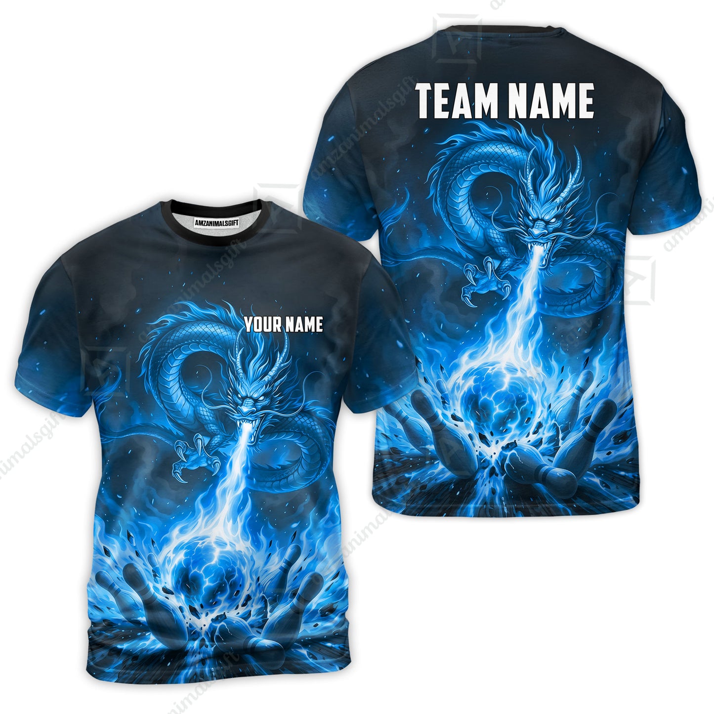 Custom Bowling Jersey Polo Shirt, Asian Dragon's Fire Strike, Custom Bowling Jersey Team Shirt For Players With Name & Team Name