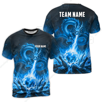 Custom Bowling Jersey Polo Shirt, Asian Dragon's Fire Strike, Custom Bowling Jersey Team Shirt For Players With Name & Team Name
