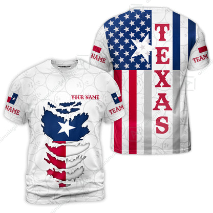 Custom Bowling Jersey Polo Shirt, Bowling Texas Flag Text, Custom Bowling Jersey Team Shirt For Players With Name and Team Name