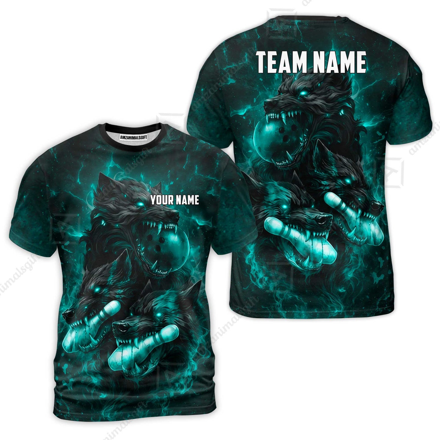 Custom Bowling Jersey Polo Shirt, Dark Fantasy Hellfire Werewolf, Custom Bowling Jersey Team Shirt For Players With Name & Team Name