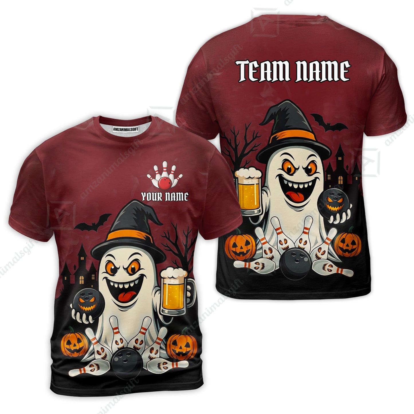 Custom Bowling Jersey Polo Shirt, Bowling Halloween Witch, Custom Bowling Jersey Team Shirt For Players With Name & Team Name