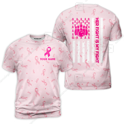 Custom Bowling Jersey Polo Shirt, Her Fight Is My Fight, Personalized Name And Team Name
