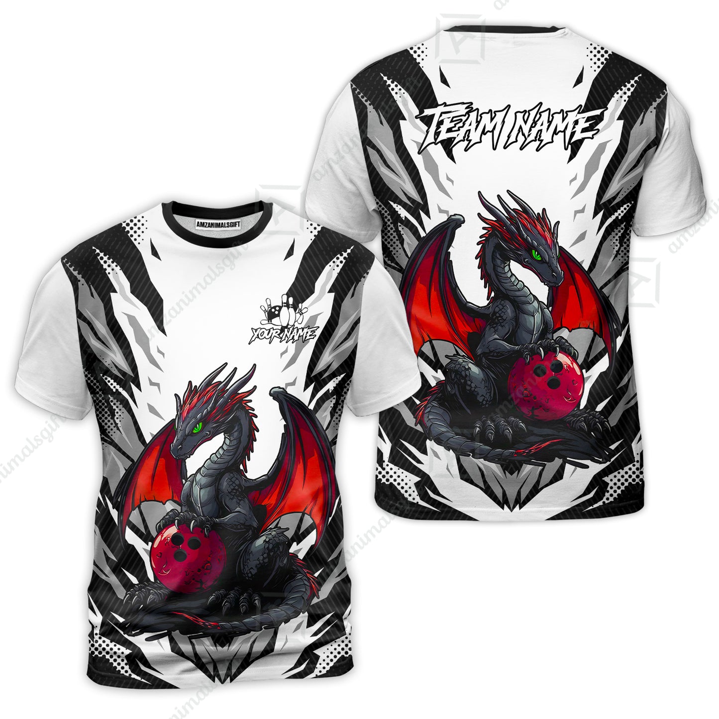 Custom Bowling Jersey Polo Shirt, Dragon Lover Custom Bowling Jersey Team Shirt For Players With Name & Team Name
