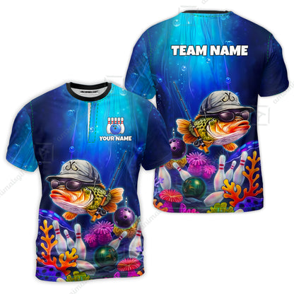 Customized Bowling Fish Bowling Jersey, Custom Name And Team Name For Bowlers
