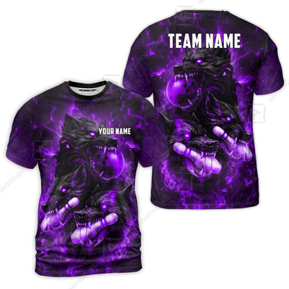 Custom Bowling Jersey Polo Shirt, Dark Fantasy Hellfire Werewolf, Custom Bowling Jersey Team Shirt For Players With Name & Team Name
