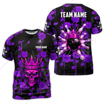 Custom Bowling Jersey Polo Shirt, Royal Skull Bowling, Custom Bowling Jersey Team Shirt For Players With Name & Team Name