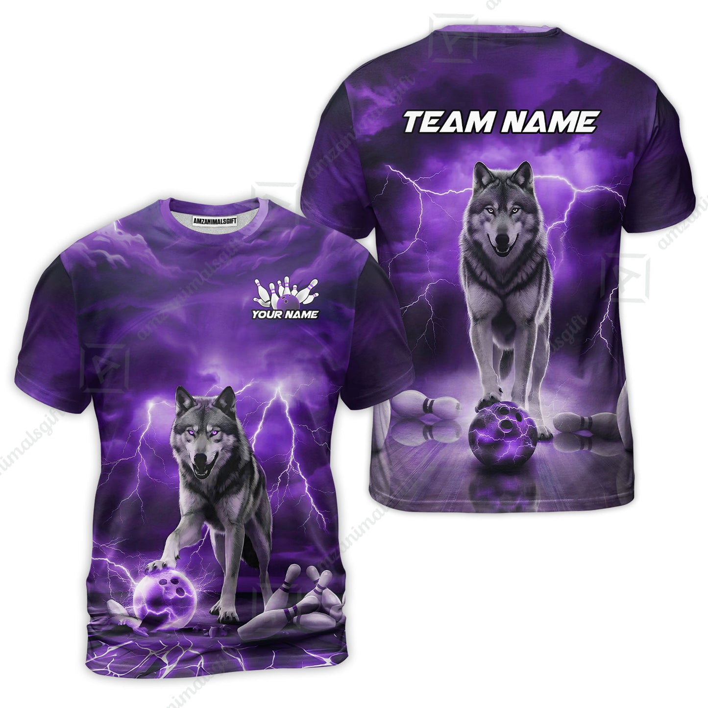 Custom Bowling Jersey Polo Shirt, Electric Wolf Bowling Custom Bowling Jersey Team Shirt For Players With Name & Team Name