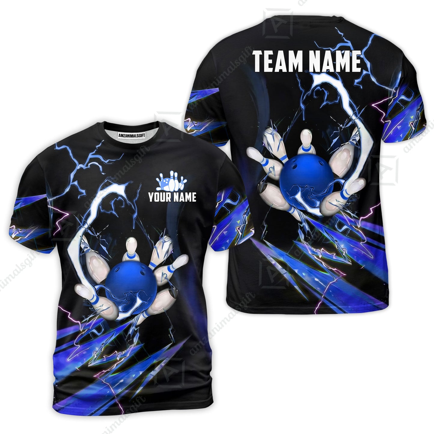 Custom Bowling Jersey Polo Shirt, Electric Strike & Neon Plasma, Custom Bowling Jersey Team Shirt For Players With Name & Team Name