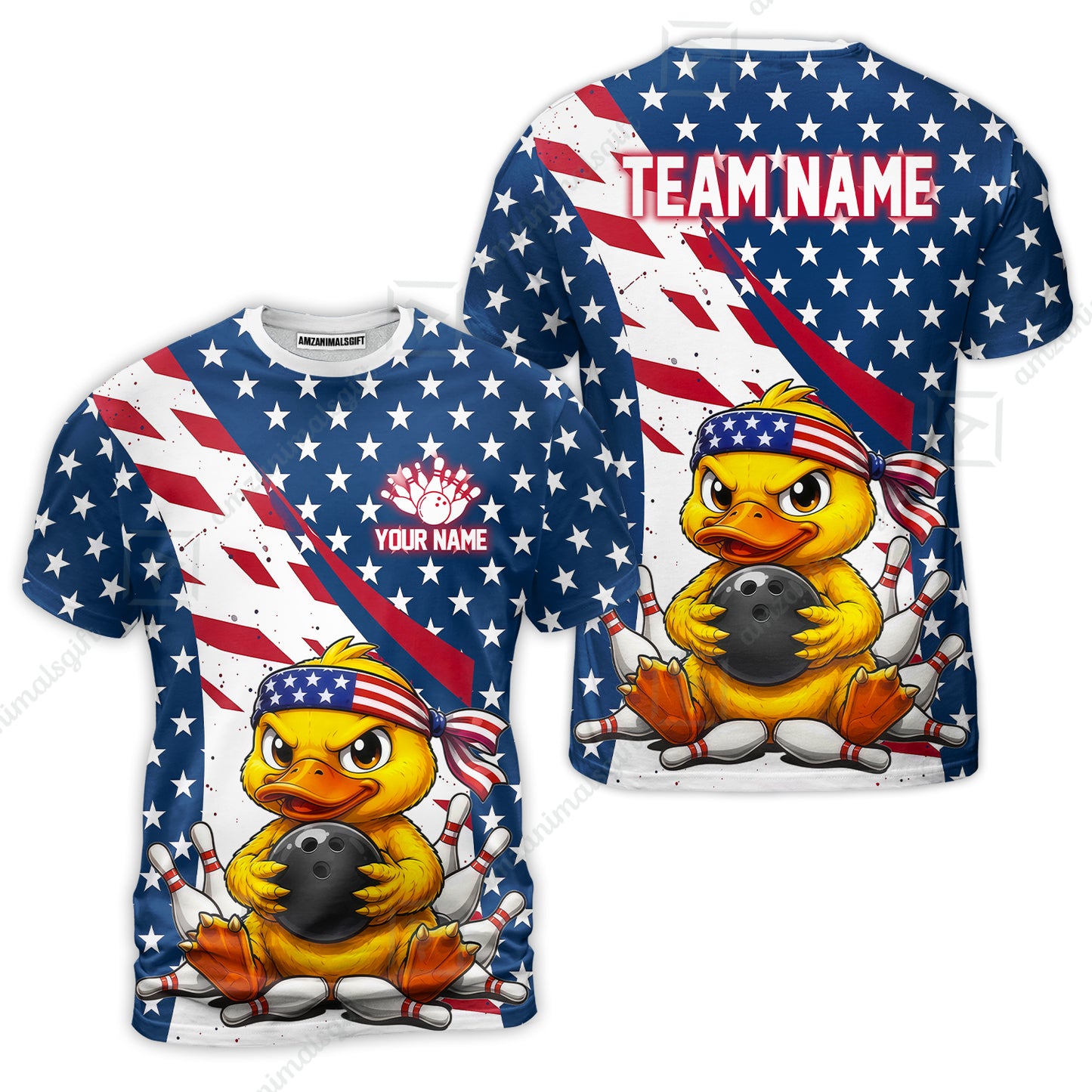 Custom Bowling Jersey Polo Shirt, Bowling US Duck, Personalize Name and Team Name